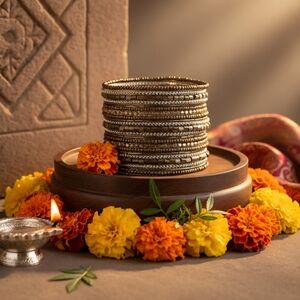 🆕️ Indian Artisanal Beaded Golden Stacked Bracelet Handmade Boho Chic Jewelry